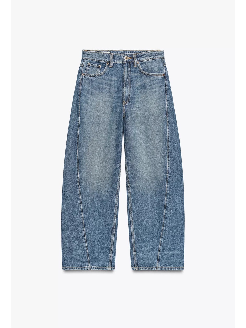 Zara Wide Leg Panel Detail Light Blue Jeans